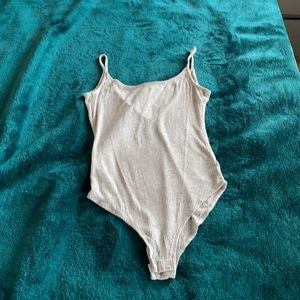 AE Grey Ribbed Bodysuit (LOW BACK)